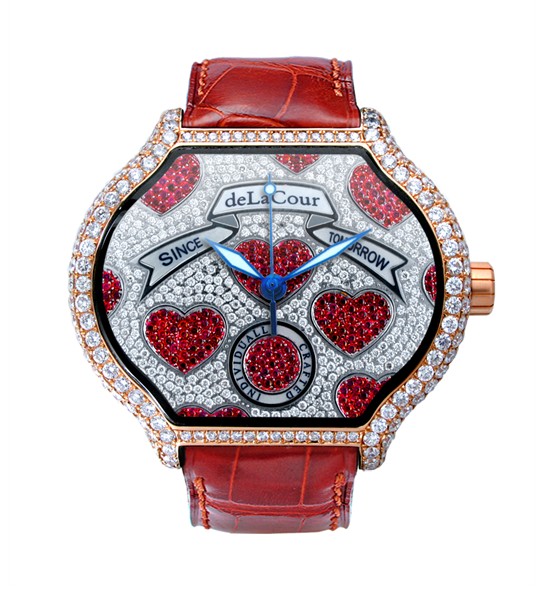 Replica DeLaCour City Medium Heart Rider Hearts Rose Gold Full Diamonds WAPG1083-1005 Replica Watch
